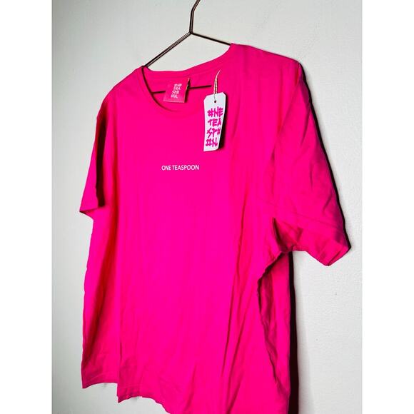 ONE TEASPOON Fluorescent Pink Glow One Teaspoon Logo Tee Shirt NWT Size XXL - Picture 6 of 6